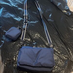 Elegant Navy Messenger Bag with Pouch  nylon